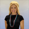 Red / White / Blue Heart Mardi Gras Bead Necklaces (NON LIGHT UP) - SKU NO: 11215