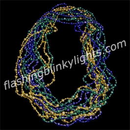 8/4/4mm Purple / Jade / Gold Disco Mardi Gras Beads (NON LIGHT UP) - SKU NO: 10985