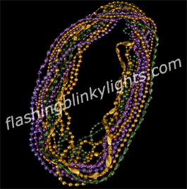 Purple / Jade / Gold Assorted Style Mardi Gras Beads (NON LIGHT UP) - SKU NO: 10979