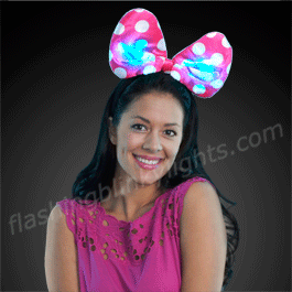 HOT! Flashing Polka Dots Soft Bow Headbands - SKU NO: 11713-PK