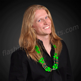 Light Up Beads Flashing Mardi Gras Necklace - Purple, Green & Gold - SKU NO: 11382-PGG