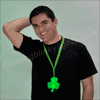 Green Light Up Blank Shamrock with Green Light Up Cloth Lanyard - SKU NO: 11287