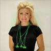 Green Mardi Gras Beads with Shamrock Medallion (NON LIGHT UP) - SKU NO: 10991