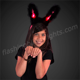 Light Up Bunny Ears Headband Black & Pink - SKU NO: 11775