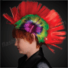 Punk Rock Mohawk Wig with Blinking Red LEDs - SKU NO: 11631-MLT