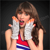 Red White & Blue LED Silver Sequin Gloves (1 PAIR) - SKU NO: 11389-RWB