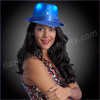 Sequin Blue Fedora Hats with Blinking LEDs - SKU NO: 11600-BL