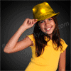 Shiny Gold Fedora Hats with Blinking LEDs - SKU NO: 11600-GD