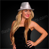 Shiny Silver Fedora Hats with Flashing Lights - SKU NO: 11600-SL