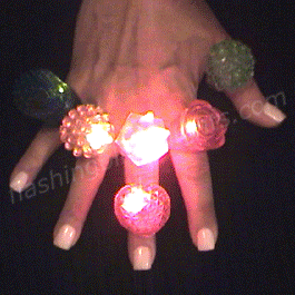 CLEARANCE Blinking Rings, Soft Assorted Styles - SKU NO: 10307-CLR