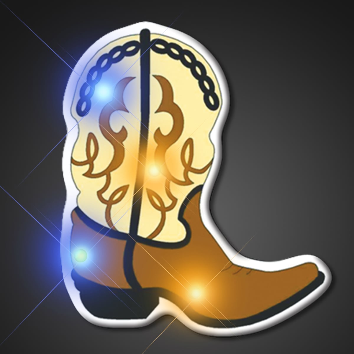 Brown Cowboy Boot Light Up Pin