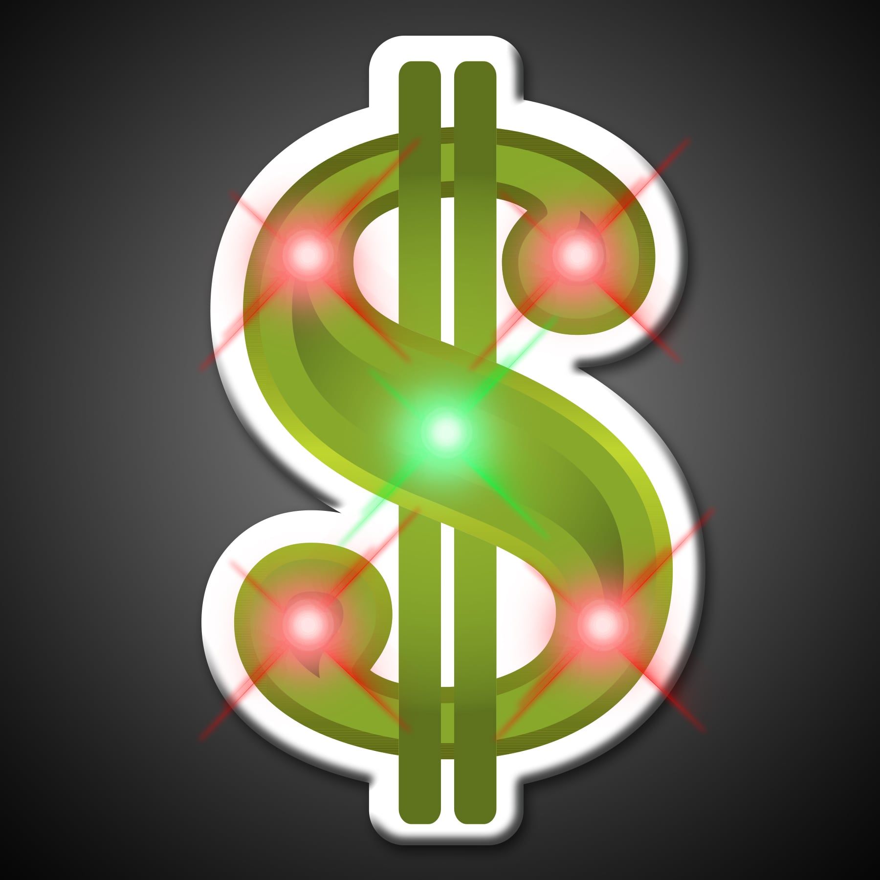 Green Dollar Sign LED Light Up Pin