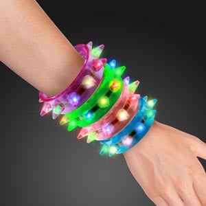 Hand model displaying Light Up Assorted-Color Spiked Bracelet