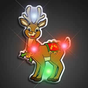 Light Up Santa's Reindeer LED Christmas Pin