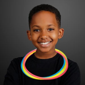 Female model displaying Light Up Assorted Color Glow Necklaces