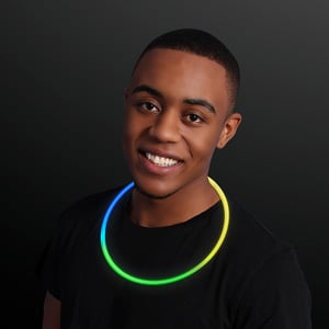 Man wearing Tricolor Glow Necklace