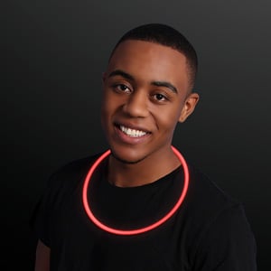 Man wearing Red Light Up Glow Necklace