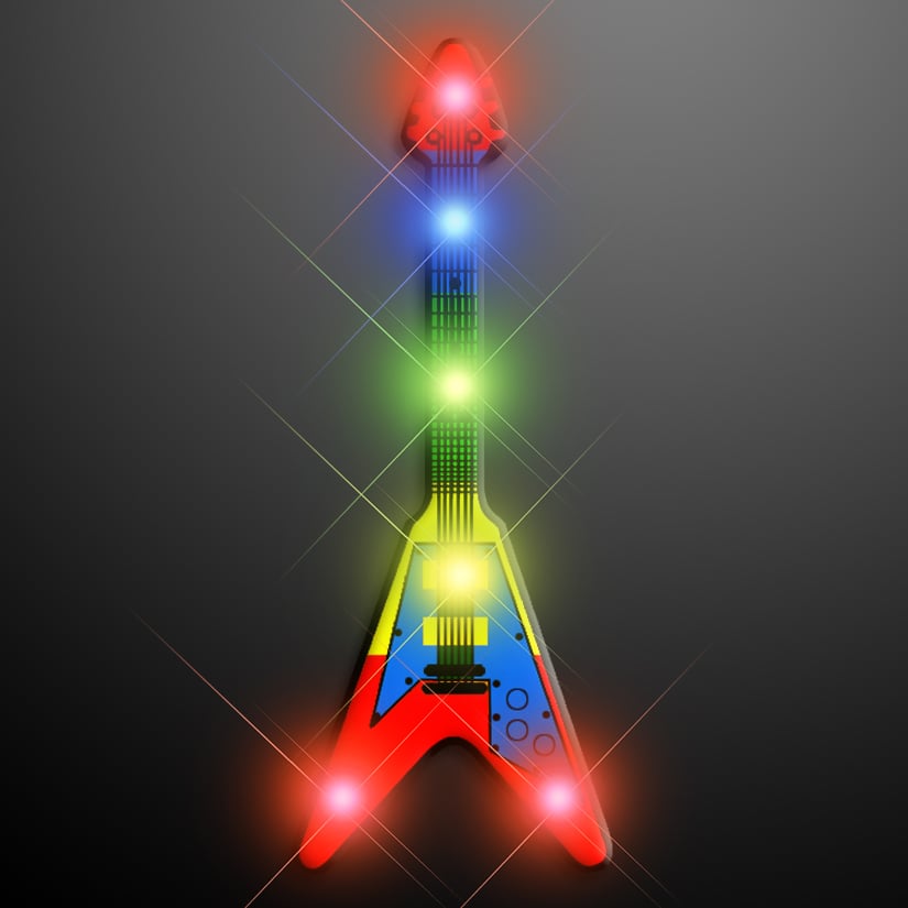 Light Up Flying V Guitar LED Pin
