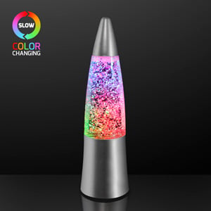 Silver LED Shake & Sparkle Mini Rocket Lamp