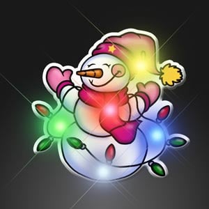 LED Snowman With Christmas Light Up Pin
