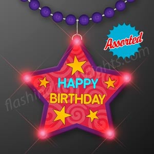 Light Up Happy Birthday Star Beaded Necklace