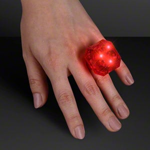 Hand model displaying LED Light Up Red Gem Ring