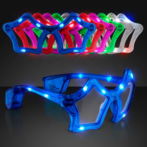 Assorted Color Light Up Star LED Glasses