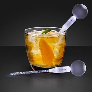 Dual LED White Swizzle Sticks, Cocktail Party Drink Stirrers