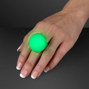 Hand model displaying Light Up Green LED Glow Rings