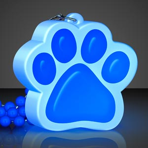 LED Light Up Blue Paw Print Charm Necklace