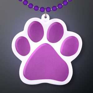 Light Up Purple Paw Print LED Charm Necklace