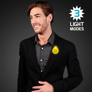 Man wearing Yellow LED Frosted Circle Badge
