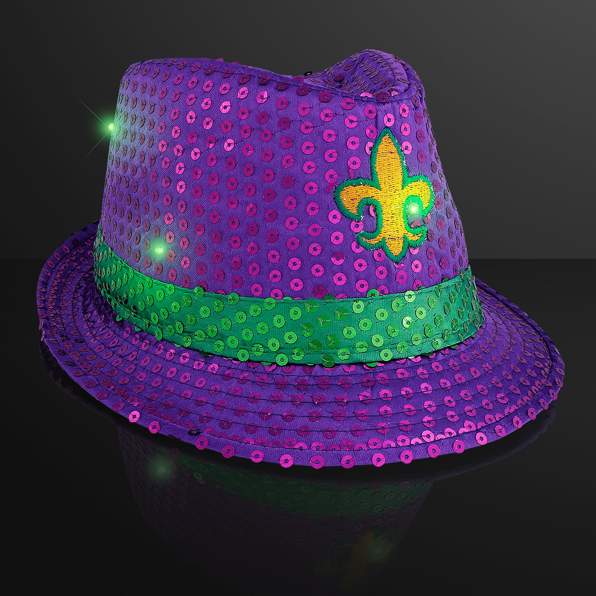Mardi Gras Light Up Sequin Fedoras