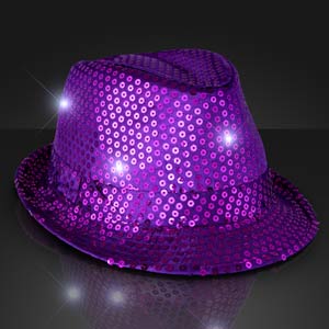 Light Up Purple Sequin Fedora Hat