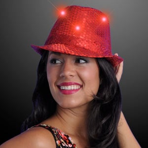 Light Up Red Sequin Fedora Hat