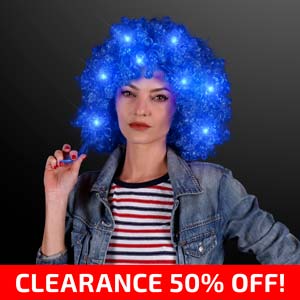 CLEARANCE: Blue LED Curly Wig - All Sales Final!