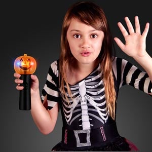 LED Light Up Halloween Spinning Pumpkin Wand