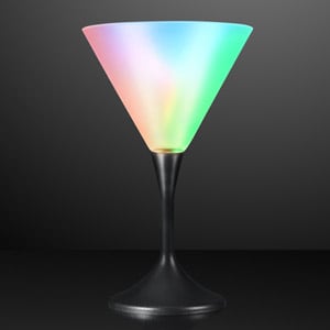 Frosted LED Martini Glass with Classy Black Base
