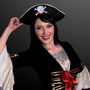Female displaying Light Up Pirate Hat LED Skull