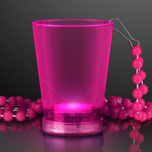 Light Up Pink Shot Glasses on Pink Beads
