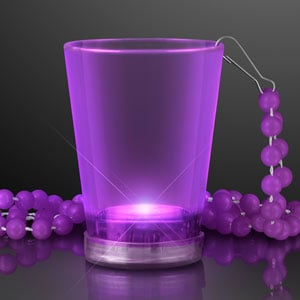 Purple LED Light Up Shot Glass Beaded Necklace