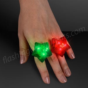 Hand model displaying Light Up Assorted-Color Christmas Star LED Ring