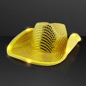 Gold Light Up Sequin Cowboy Hat With LED Brim