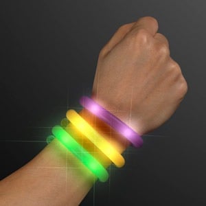 Light Up Assorted Mardi Gras LED Tube Bracelets