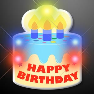 Light Up Happy Birthday Cake LED Blinky Pin