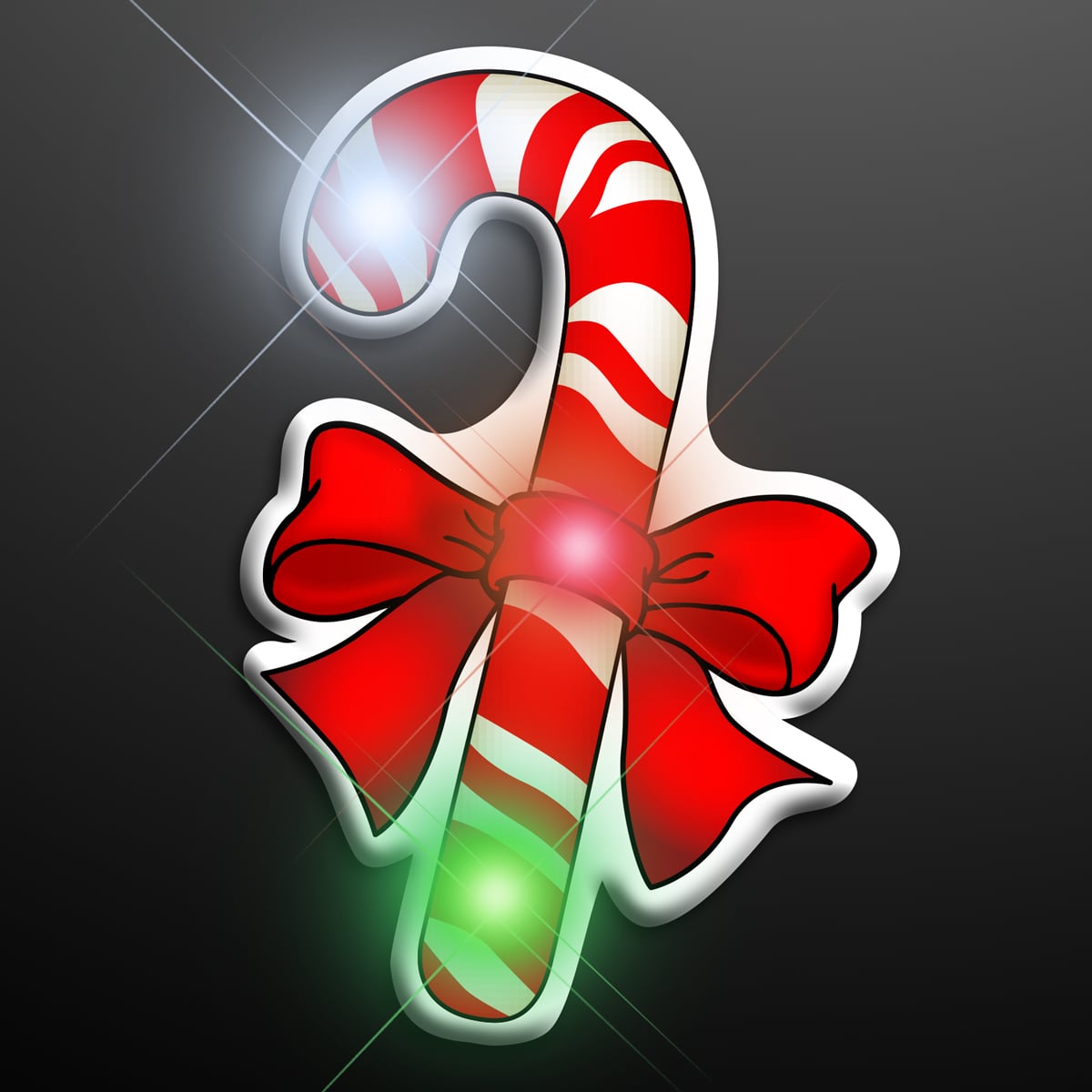 Light Up Candy Cane Christmas LED Pin