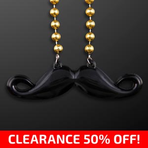 Non Light UP Hipster Mustache Mardi Gras Beads
