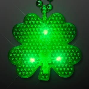 Light Up Shamrock LED Charm Beaded Necklace