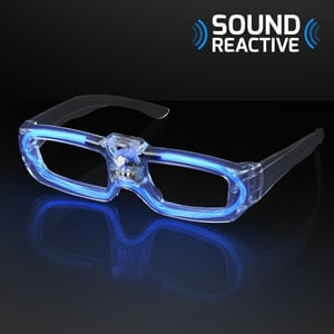 Sound Reactive Blue LED Light Up Party Shades