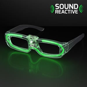 Green LED Light Up Sound Reactive Party Shades